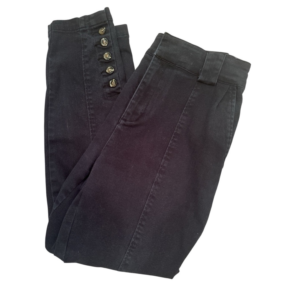Who What Wear Black High Rise Jeans Classic Style Buttons on Leg Sz 2 Versatile